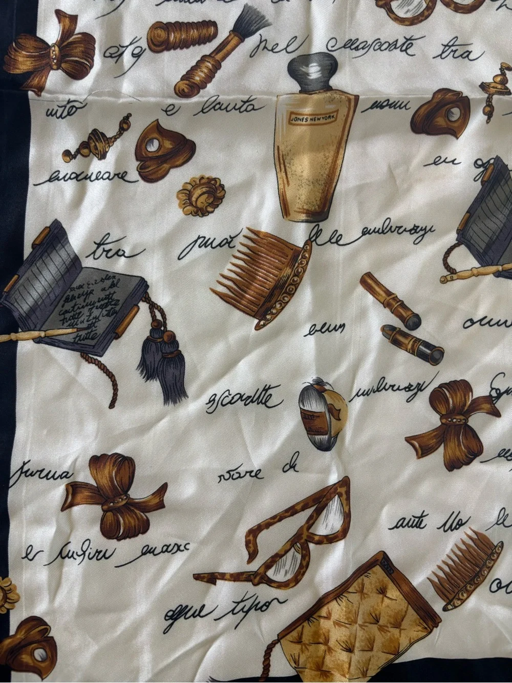 Vintage Jones New York Women’s Perfume & Glamour Scarf 100% Silk